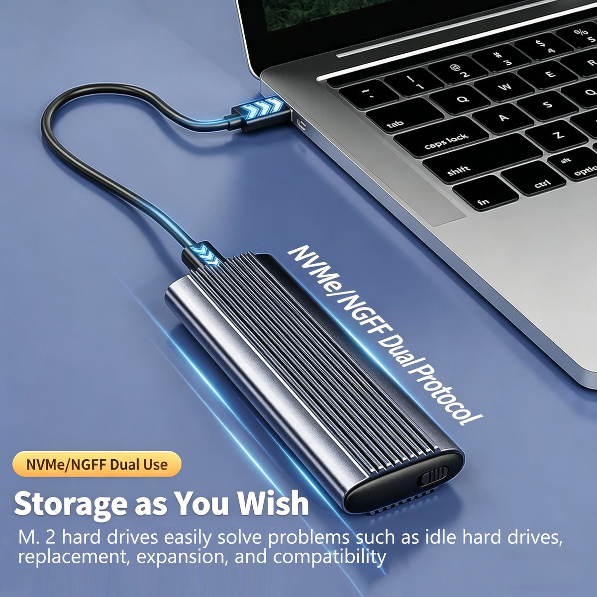 M.2 NVMe SATA Dual Protocol SSD Enclosure USB 3.1 Gen2 10Gbps SSD Enclosure PRIMED
