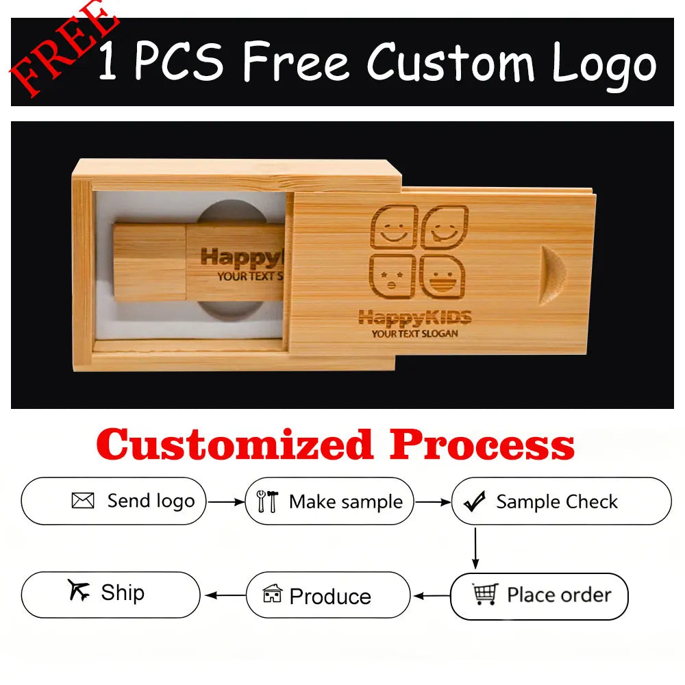 10-Pack Wooden USB 3.0 Flash Drives | Custom Logo 4–128GB USB Flash Drive Set PRIMED