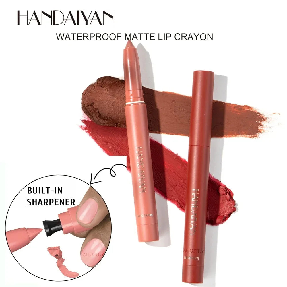 Waterproof Matte Lip Liner Pencil – 12 Shades, Long-Lasting