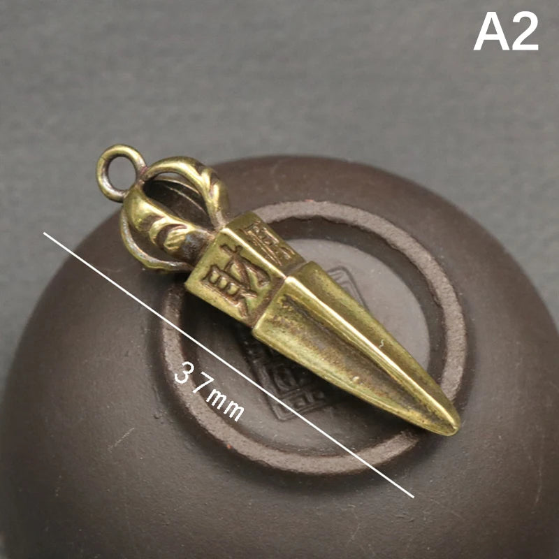 Tibetan Buddhist Vajra Pestle Brass Pendant – Handcrafted
