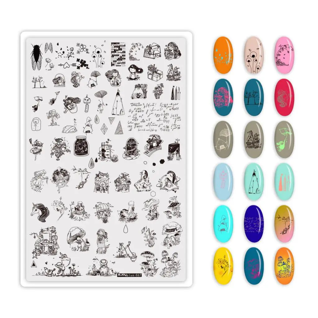 Large Nail Stamping Plate 9.5x14.5cm – Flowers, Animals & Geometry Nail Stamping Plate PRIMED 67
