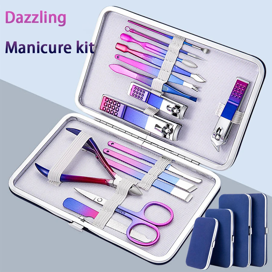Stainless Steel Manicure Set – 7–15 Piece Nail & Brow Kit Manicure Nail Set PRIMED