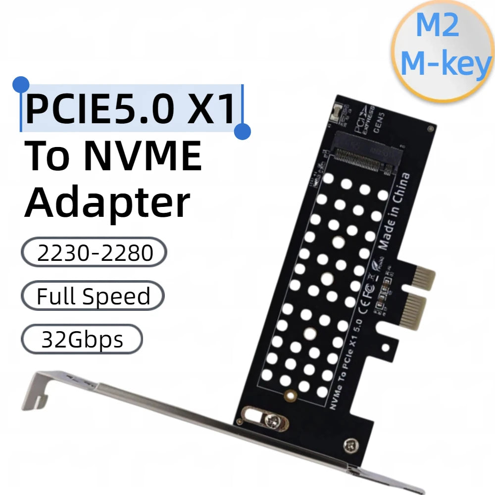 TISHRIC PCIe 5.0 x1 to M.2 NVMe Adapter Riser Card 2230–2280 NVMe Adapter Card PRIMED