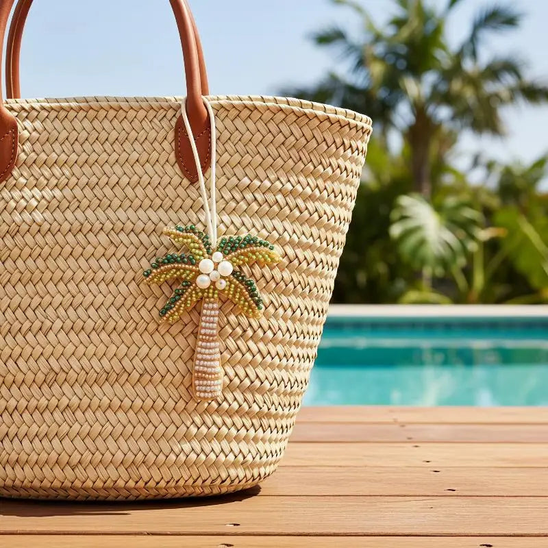 3D Beaded Palm Tree Bag Charm | Keychain Hanging Ornament