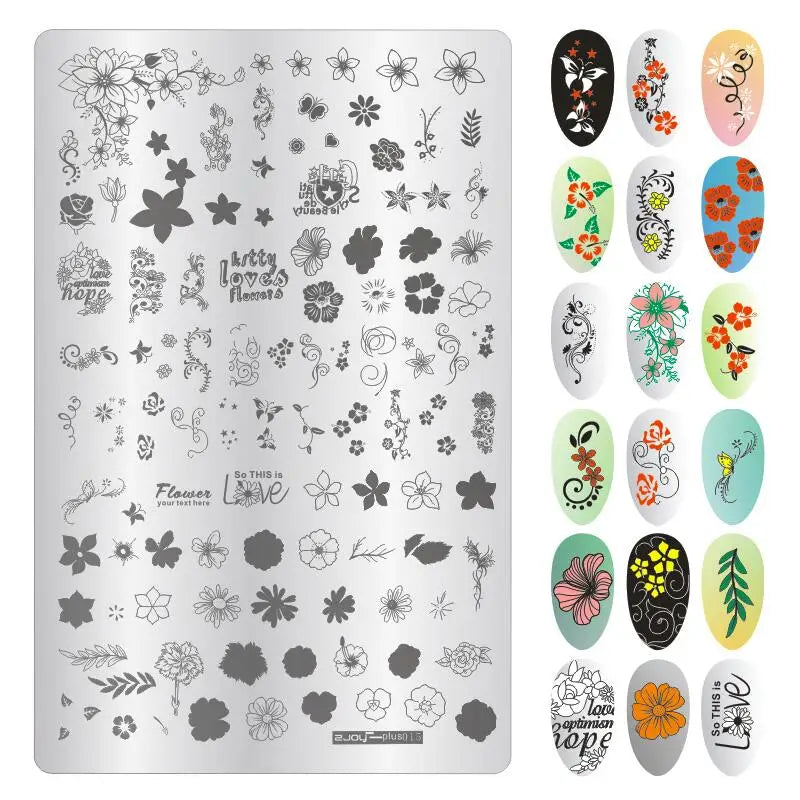 Large Nail Stamping Plate 9.5x14.5cm – Flowers, Animals & Geometry Nail Stamping Plate PRIMED 15