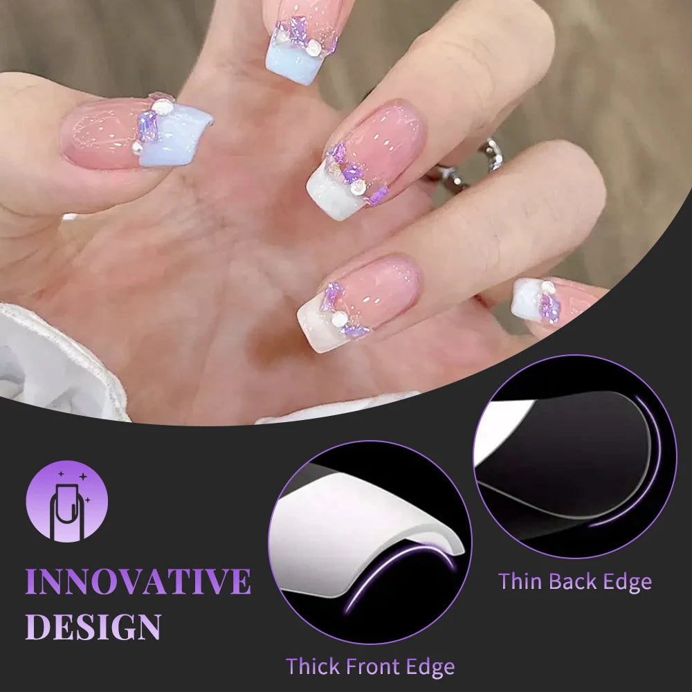120pcs French Full Cover Nail Tips – Press On Gel & Acrylic Set