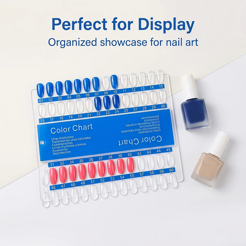60-Tip Nail Art Color Display Card | Polish Swatch Board