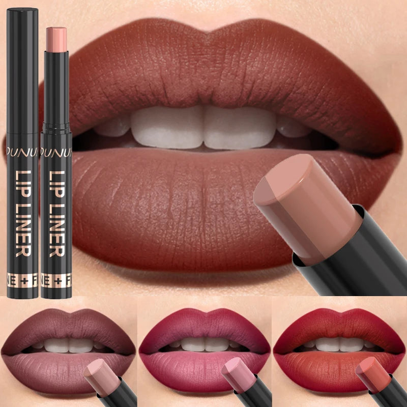 DUNUF 2-in-1 Gradient Lip Liner Lipstick Pen – Matte Velvet Lip Liner Lipstick PRIMED