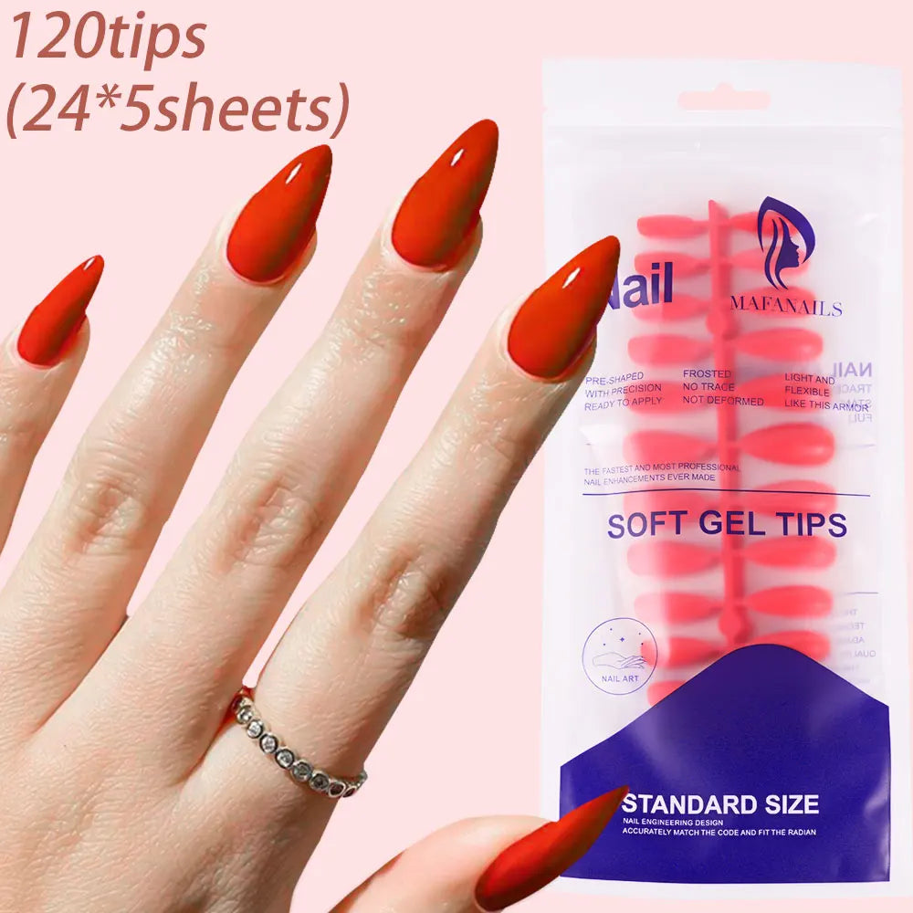 120pcs Glossy French Press On Nails Almond Full Coverage Set