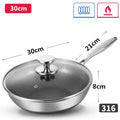 LMETJMA 28cm Hybrid Nonstick Wok Pan | 316 Stainless Steel Lid Nonstick Wok Pan PRIMED 30cm with lid