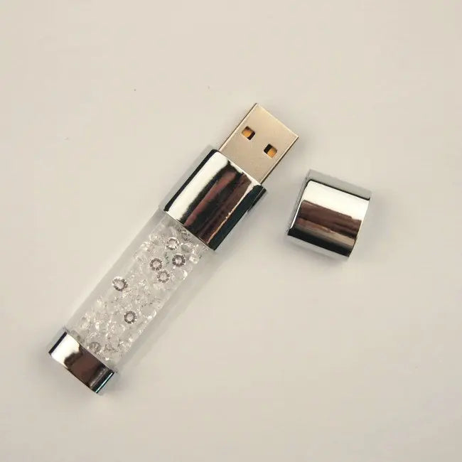 Crystal LED USB Flash Drive 4GB–128GB | Wedding Pendrive USB Flash Drive PRIMED 4GB White