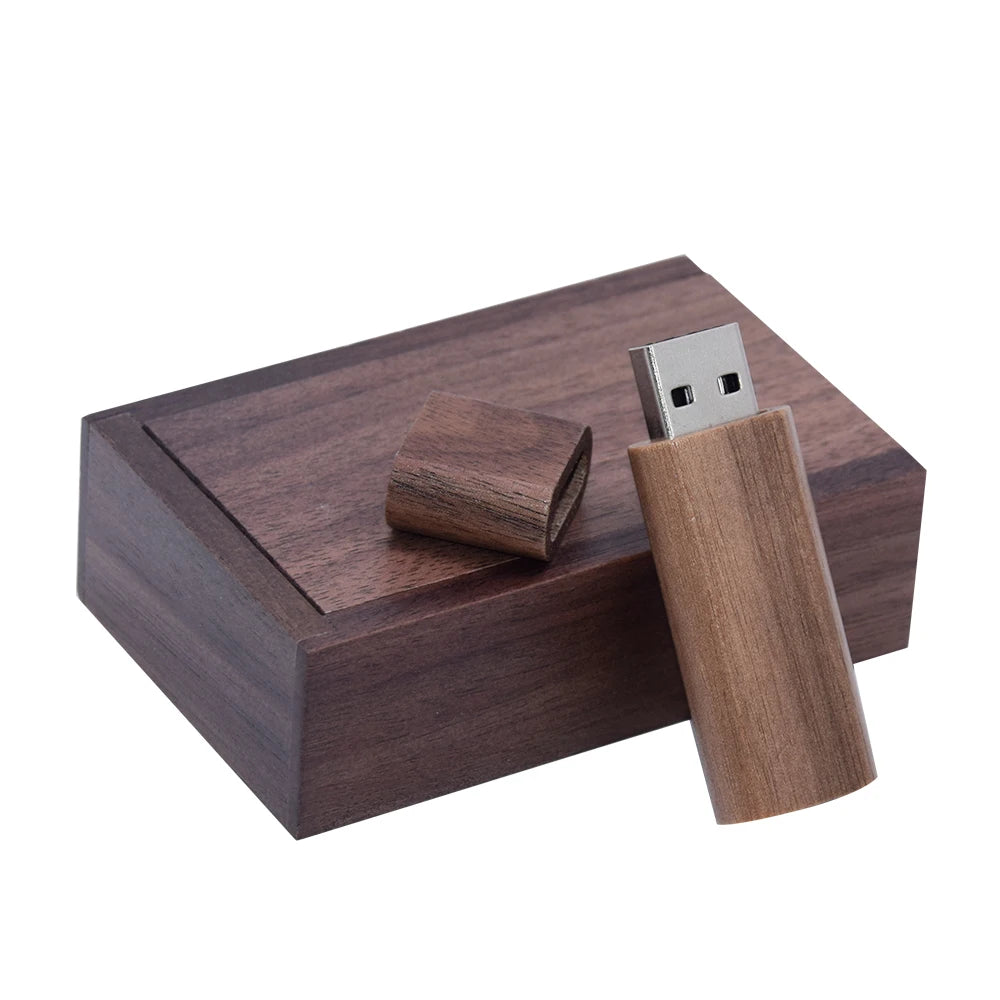 Wooden USB Flash Drive 4GB–64GB | Free Custom Logo Gift USB Flash Drive PRIMED 4GB walnut wood With box