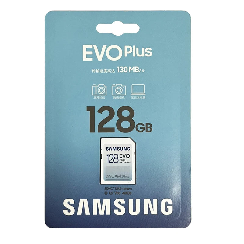 Samsung EVO Plus SD Card 32GB–256GB | Up to 130MB/s Flash Memory Card PRIMED