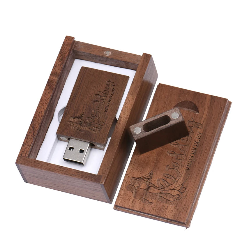 10-Pack Walnut Wood USB Flash Drives 16–128GB | Custom Gift USB Flash Drive Set PRIMED