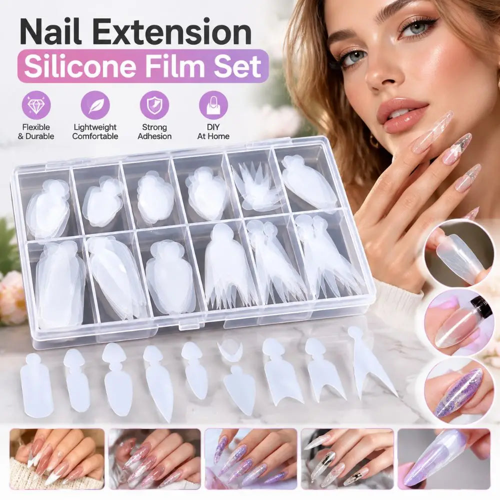 120Pcs Reusable Nail Extension Dual Forms Silicone Kit + Storage Box