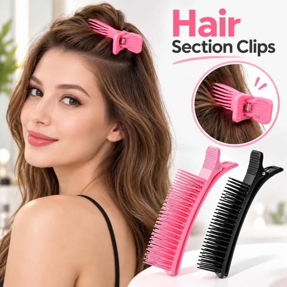 Hair Sectioning Clips with Built-In Comb | Non-Slip Grip Hair Sectioning Clip PRIMED