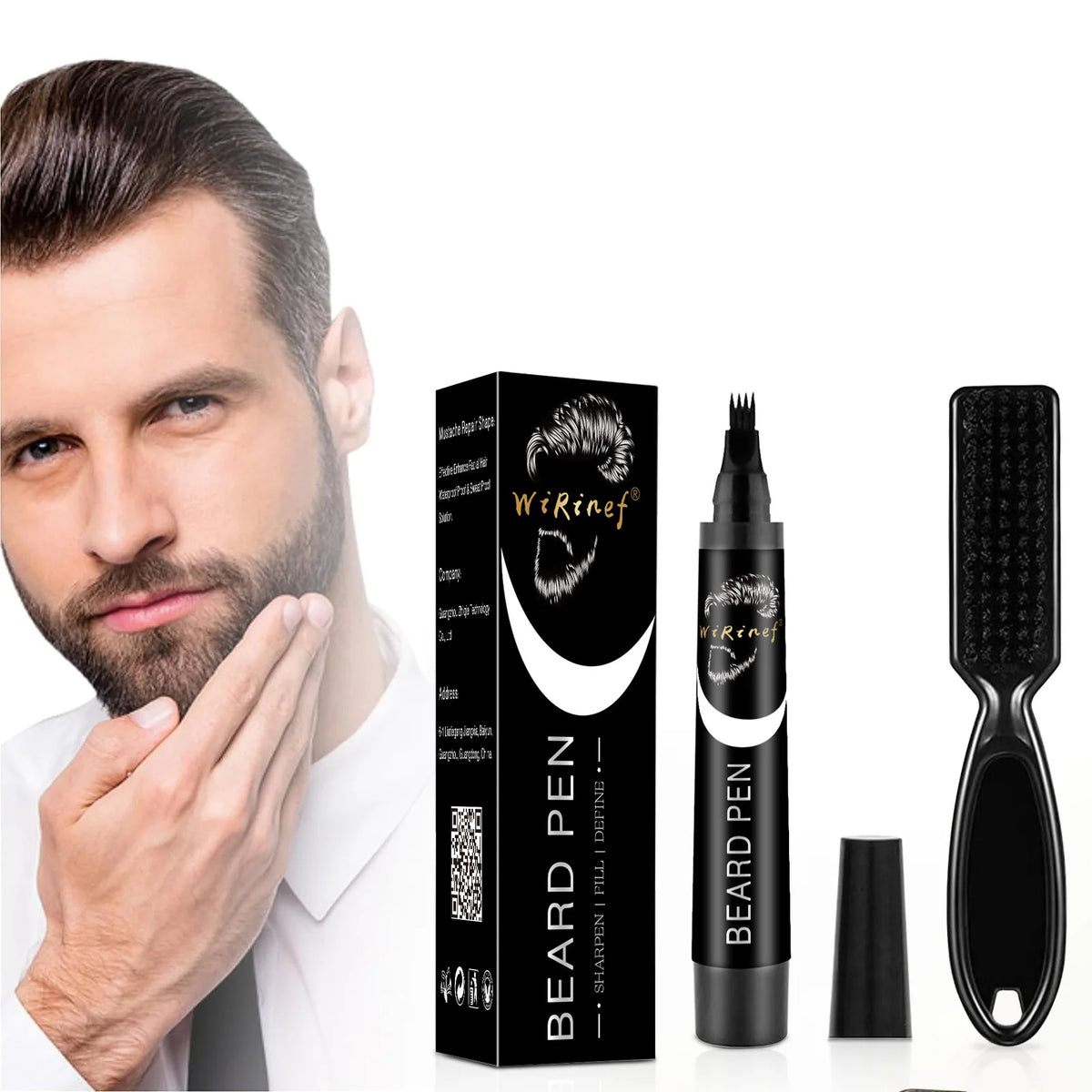 Waterproof Beard Filler Pen & Brush Set – Natural Finish Beard Filler Pen PRIMED