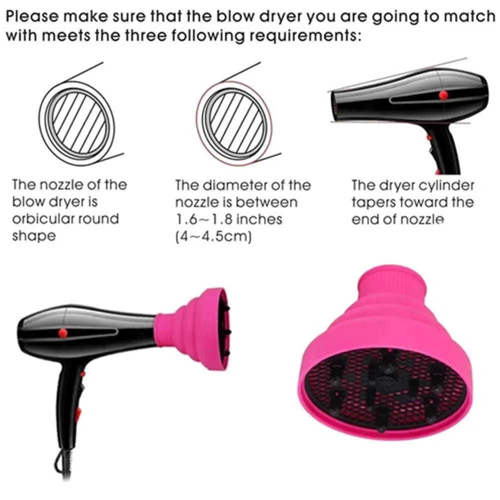 Universal Silicone Hair Dryer Diffuser – Foldable & Travel-Ready