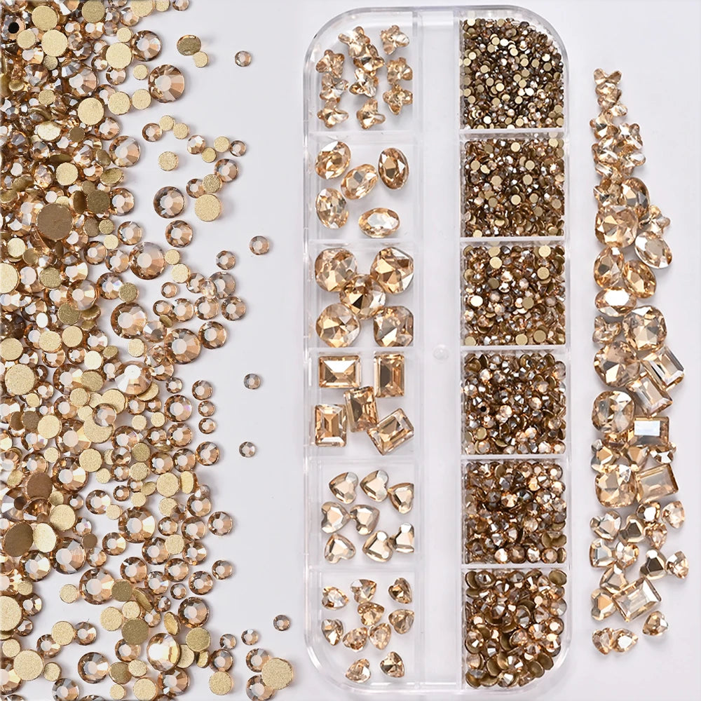 12-Grid Mixed Rhinestone Nail Charms – Crystal Glitter Gems Nail Art Gems PRIMED PH253-6