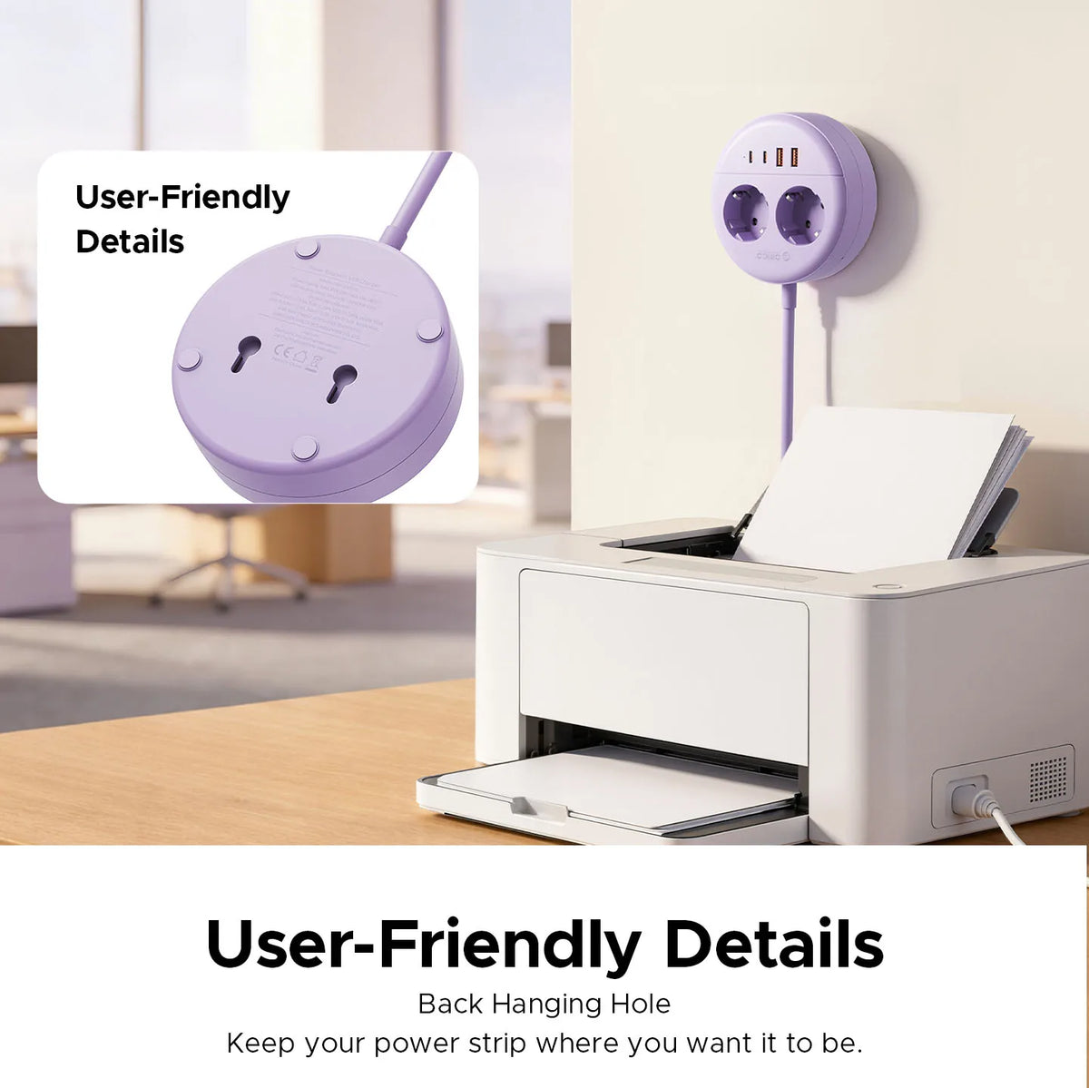 ORICO Desktop Round Power Strip PD20W USB-C USB-A EU Plug Desktop Power Strip PRIMED