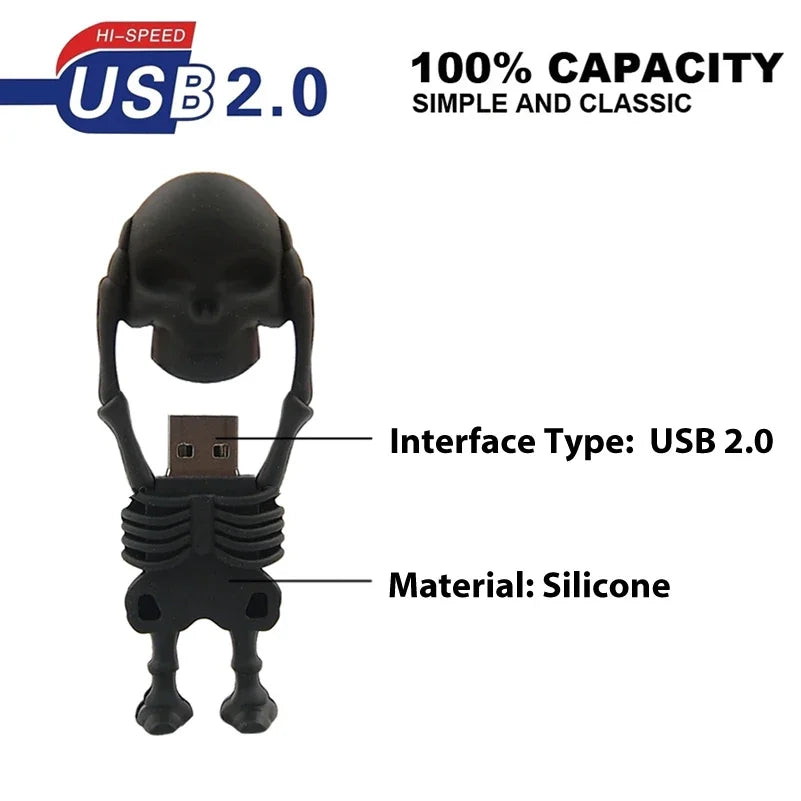 Skull USB Flash Drive 2.0 | 8GB–128GB Novelty Memory Stick USB Flash Drive PRIMED