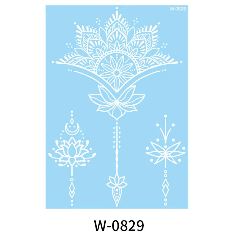 White Henna Flower Temporary Tattoo Sticker – Body Art