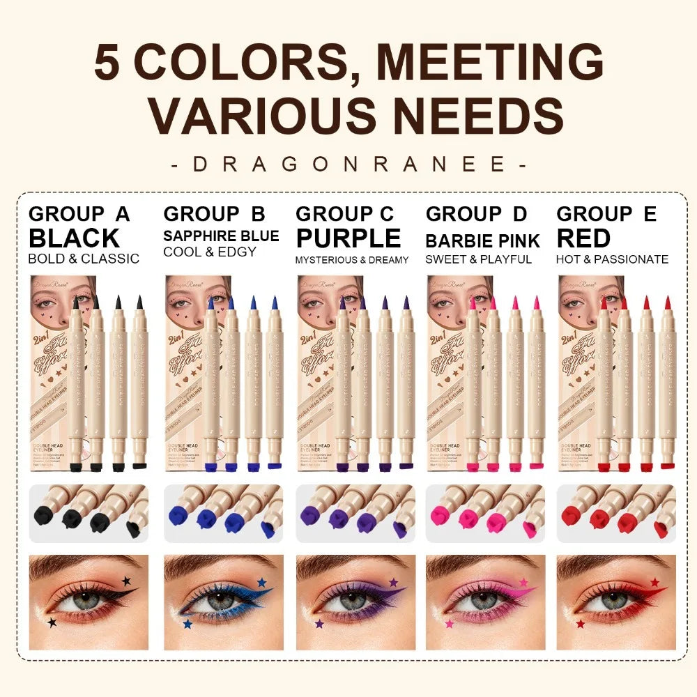 2-in-1 Stamp Eyeliner Pen – Waterproof Cat Eye Liquid Liner Stamp Eyeliner Pen PRIMED