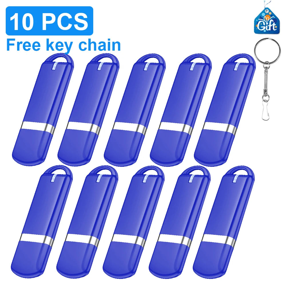 10-Pack Colorful USB Flash Drives 128GB–4GB + Key Chains USB Flash Drive PRIMED 4GB Blue China Mainland