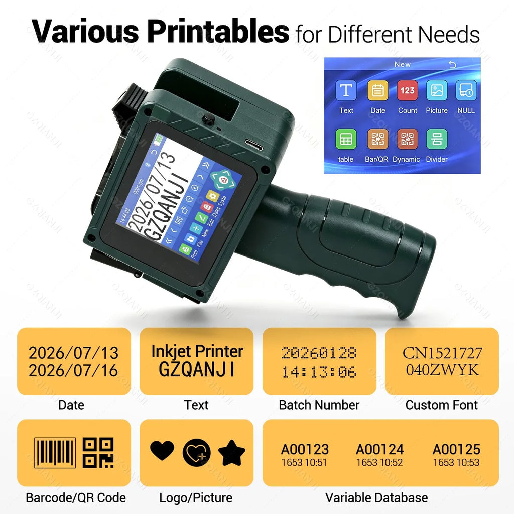 Bluetooth Handheld Mini Inkjet Printer 12.7mm – 24 Languages Portable Inkjet Printer PRIMED