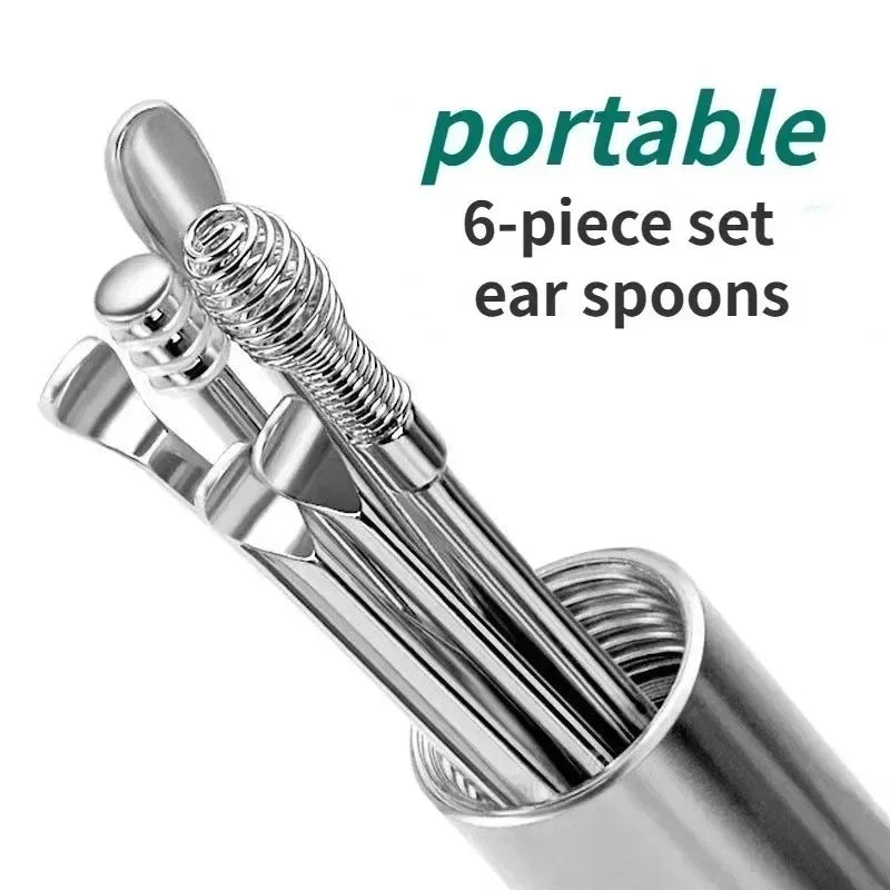 Stainless Steel Double-Head Spiral Ear Cleaning Spoon Tool