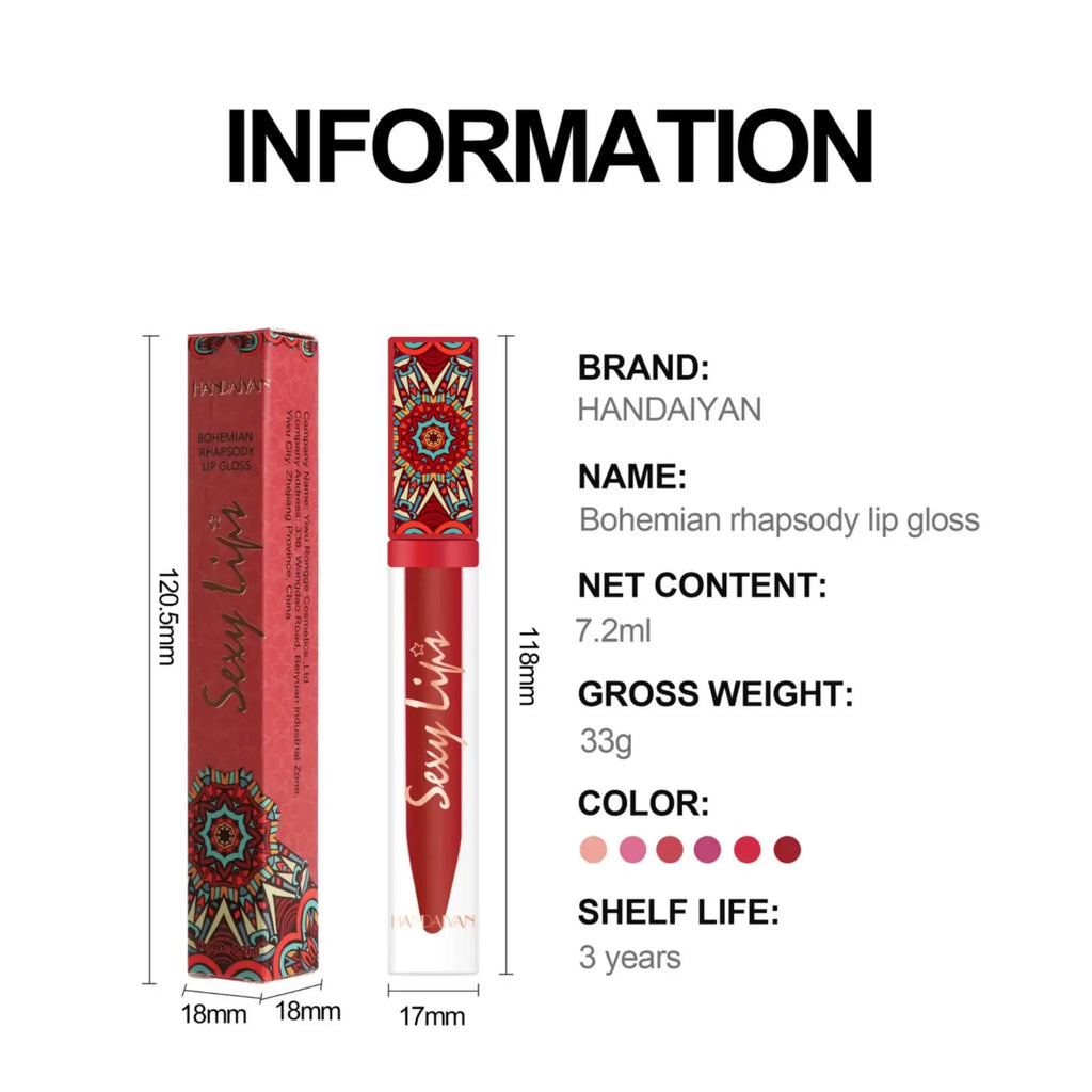 Handaiyan Bohemian Matte Liquid Lipstick – 6 Earth Tone Shades Matte Liquid Lipstick PRIMED