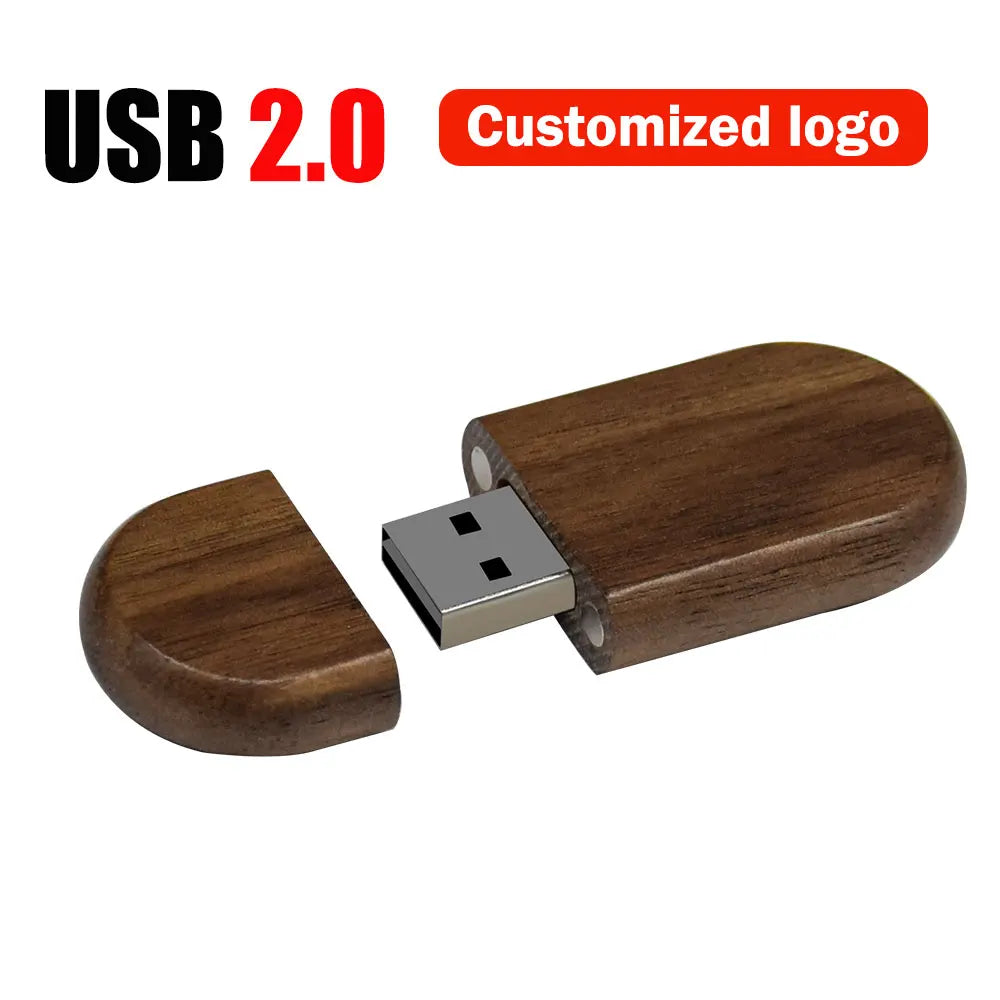 Wooden USB Flash Drive Custom Logo | 4GB–128GB Bamboo Maple Custom USB Flash Drive PRIMED 4GB Walnut