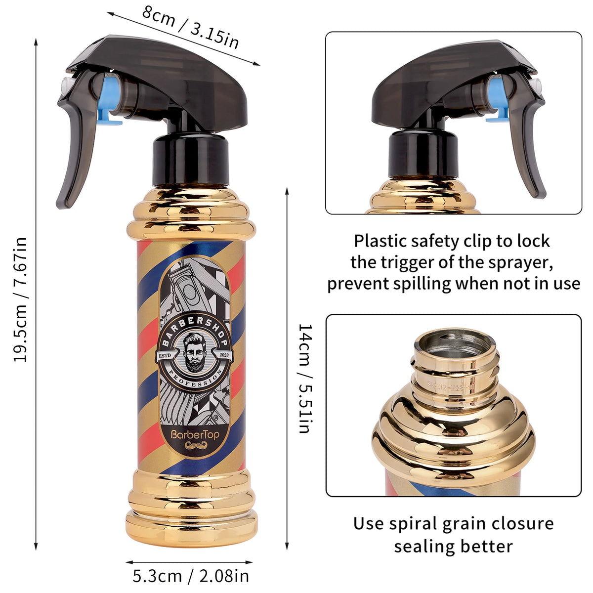 Vintage Barbershop Fine Mist Spray Bottle 200ml | Salon Use