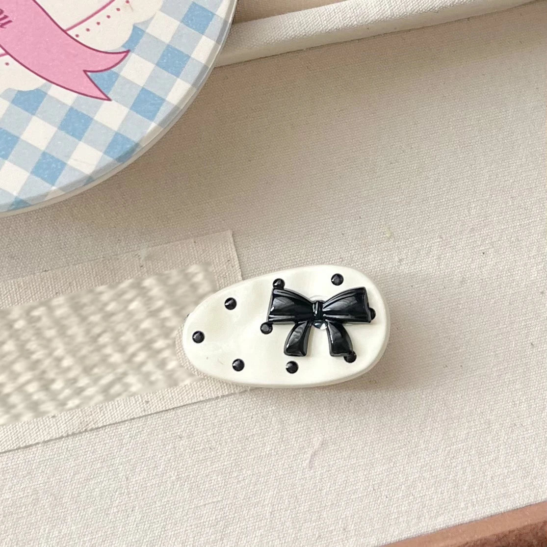 Polka Dot Bow Hair Clip – Black & White | Girls & Women