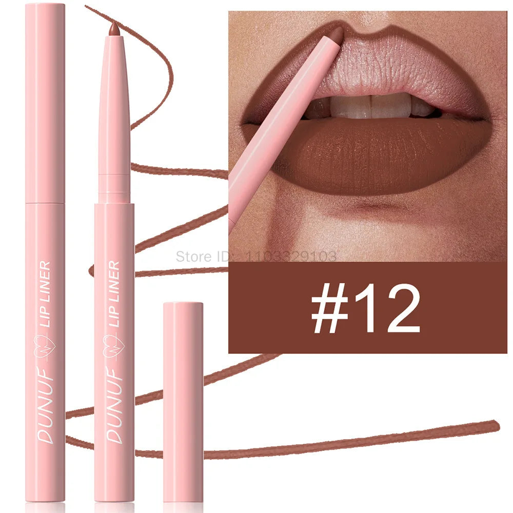 Waterproof Matte Lip Liner Pencil – 12 Colors Long-Lasting