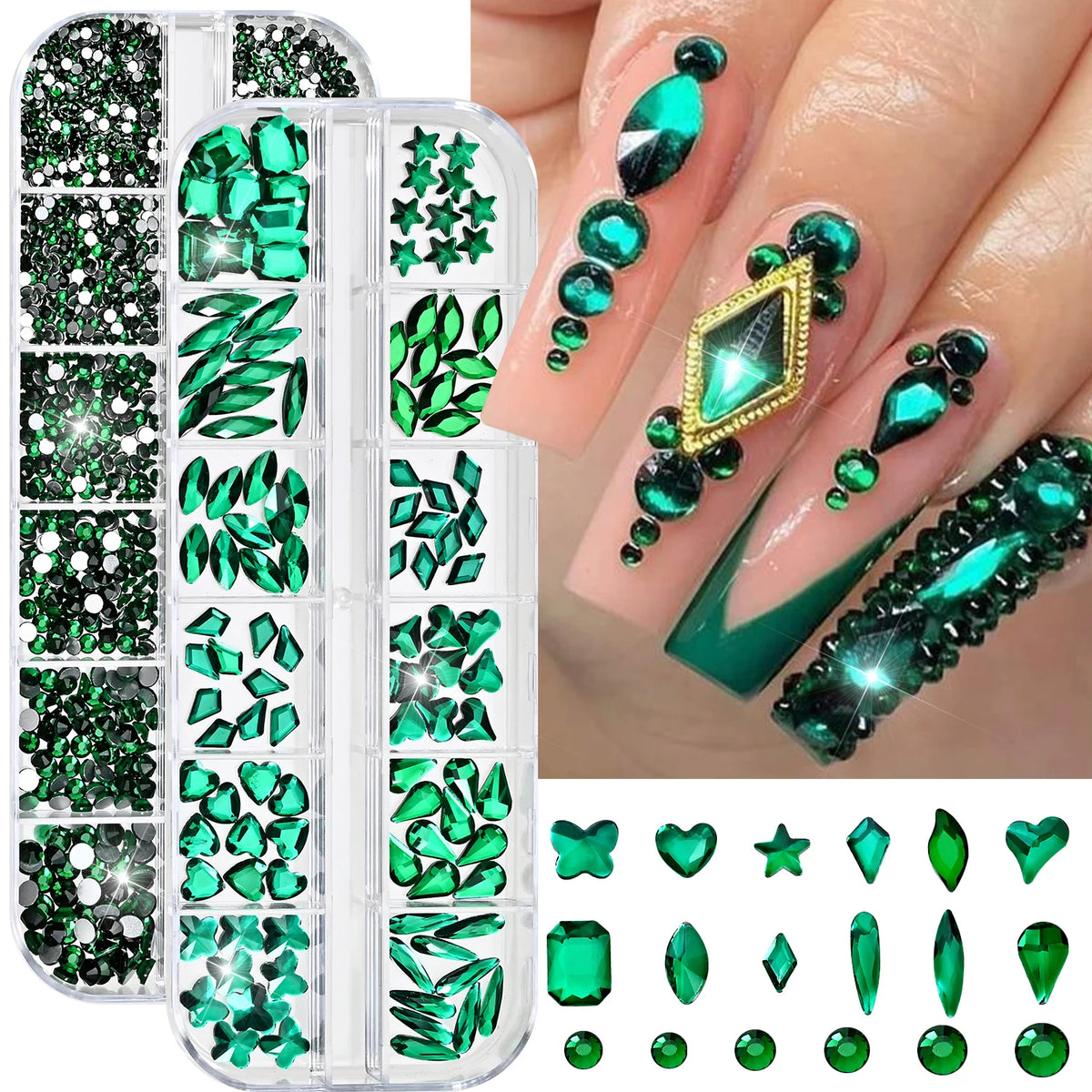 2-Box Nail Art Rhinestones – Stars, Butterflies & Gem Shapes Nail Art Rhinestones PRIMED