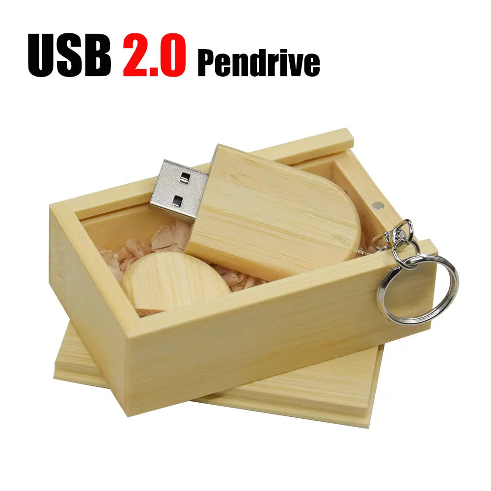 Wooden USB Flash Drive Custom Logo Key Chain | 4–32GB Gift Wooden USB Flash Drive PRIMED 4GB Bamboo-BOX