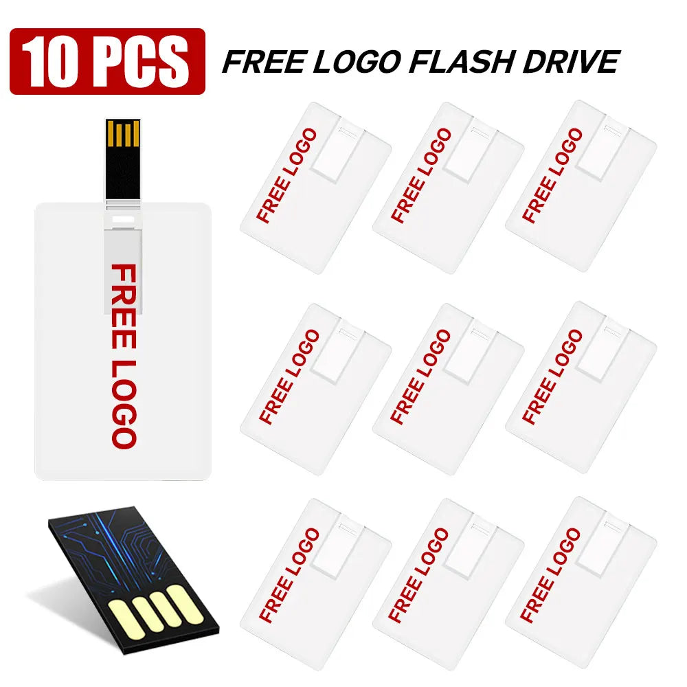 10-Pack Custom Logo Business Card USB Flash Drives 4G–64GB USB Flash Drive PRIMED