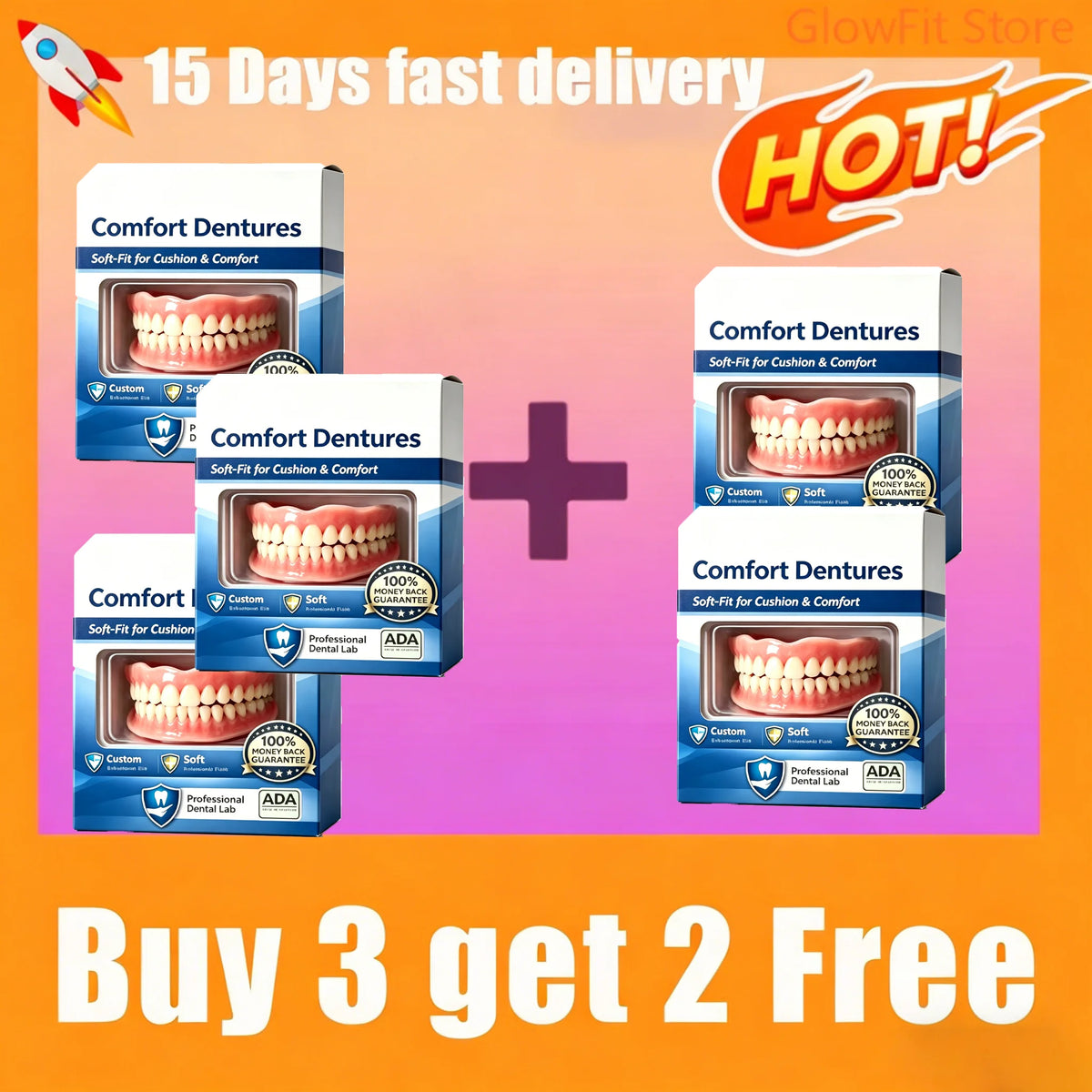 Soft Silicone Snap-On Dentures Full Set – Upper & Lower Teeth