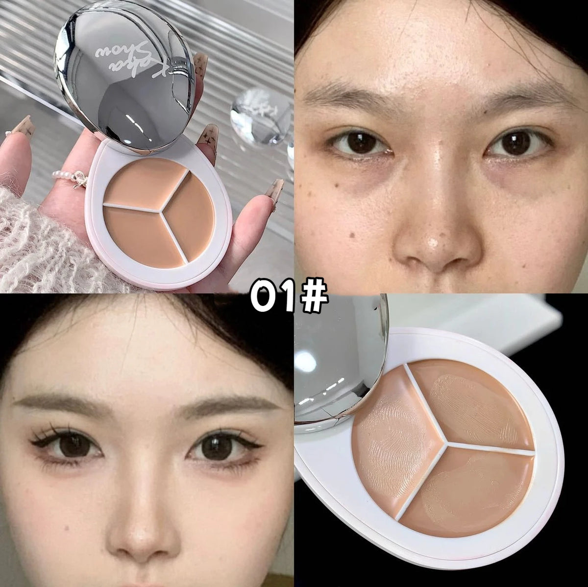 3-Color Concealer Palette – High Coverage Contour & Foundation