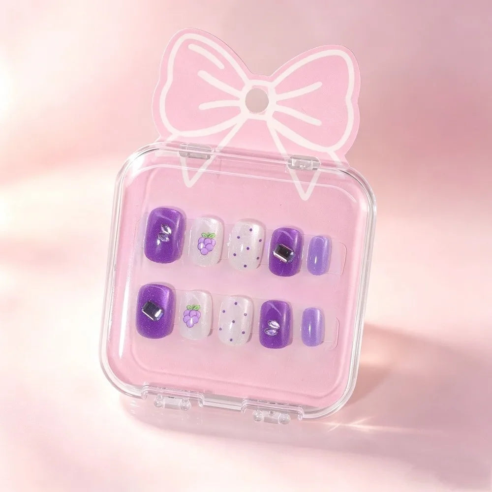 Kids Cat's Eye Press On Nails – Cute Detachable 10pc Set