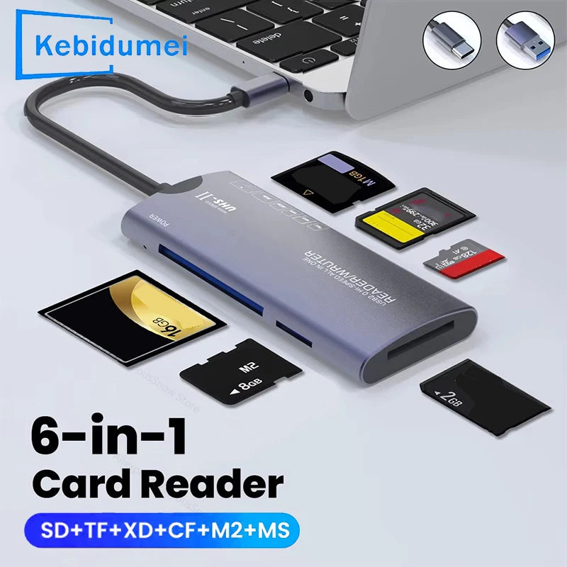 All-in-One USB & USB-C Memory Card Reader – SD CF TF XD MS M2 Memory Card Reader PRIMED