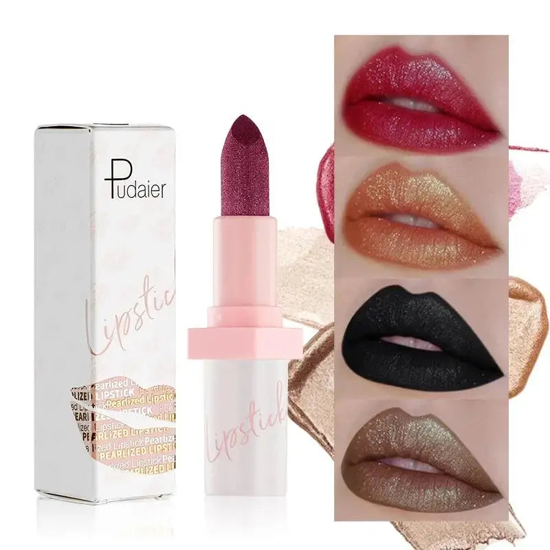 Pudaier Diamond Lipstick 10 Shades – Waterproof Glitter Lip