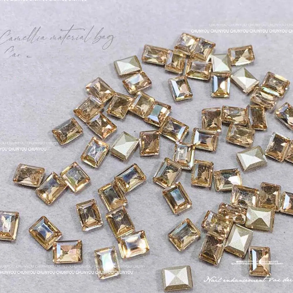 50Pcs 3D Pointed Square Nail Charms 6x8mm Rhinestone Gems Nail Art Charms PRIMED JZ86-4(50pcs)