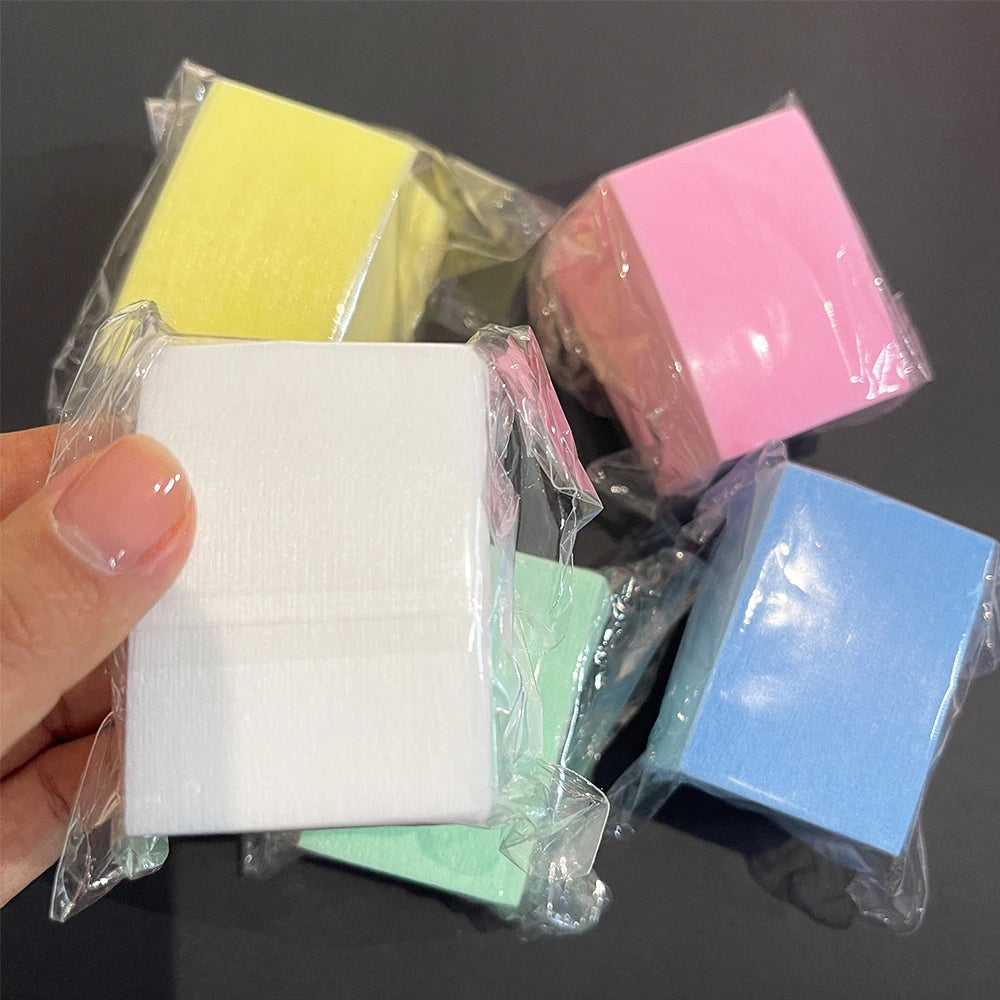 100Pcs Lint-Free Nail Wipes for UV Gel Polish Removal – 5 Colors