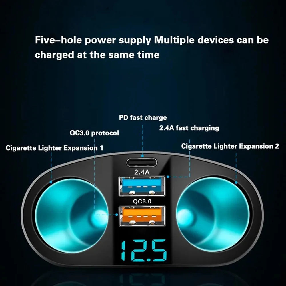 Car Cigarette Lighter USB Splitter PD QC3.0 Fast Charger Car USB Charger PRIMED