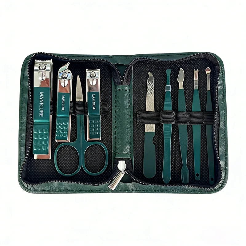 Stainless Steel Manicure Set 6–18 Pcs with Leather Case | Gift Manicure Tool Set PRIMED 9 pcs set