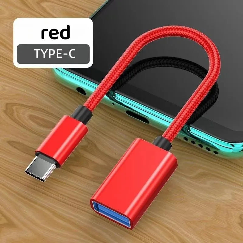 USB-C to USB OTG Adapter Cable | Type-C Male to USB-A Female USB OTG Adapter PRIMED Red