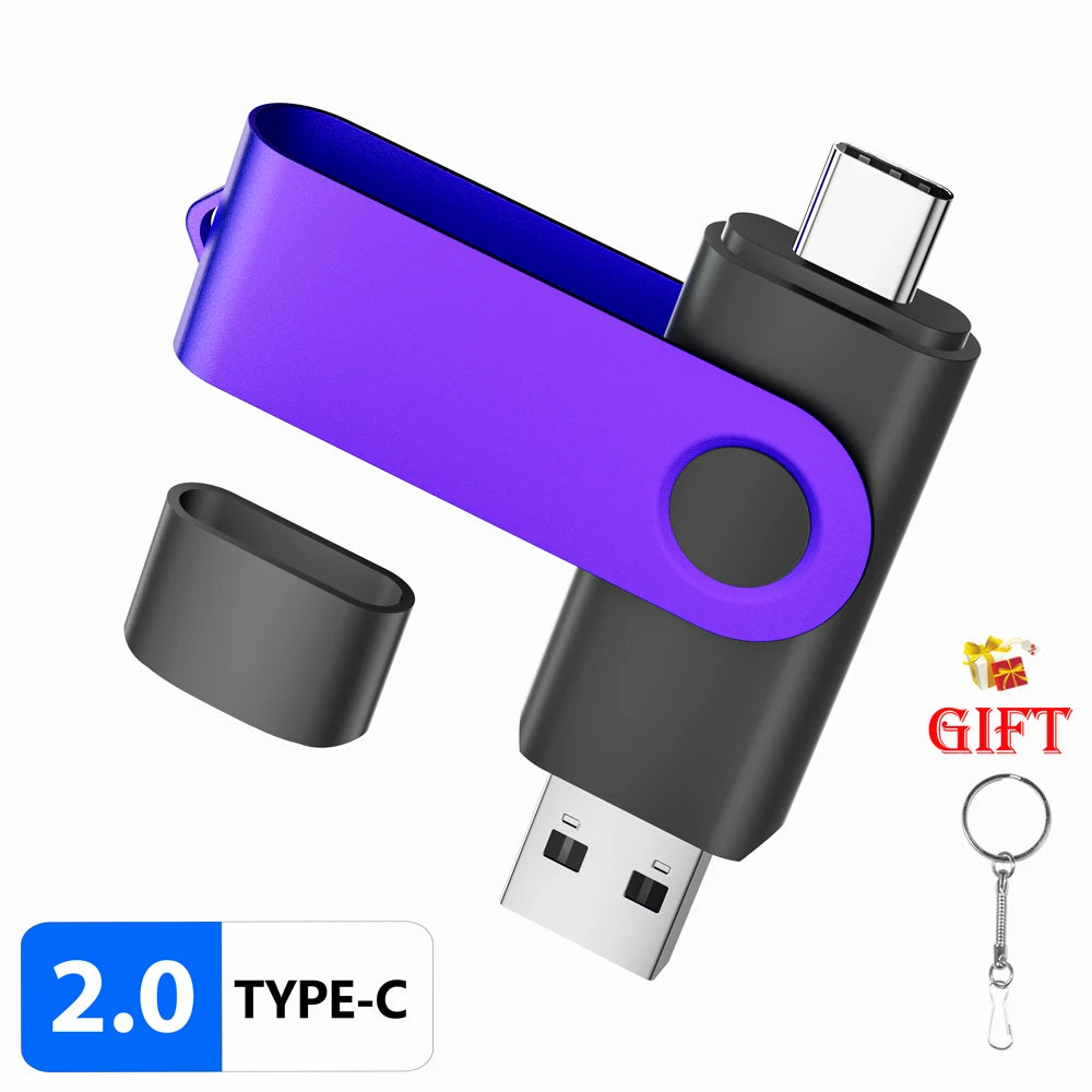 USB & Type-C 2-in-1 Flash Drive 4GB–128GB | Keychain Pendrive