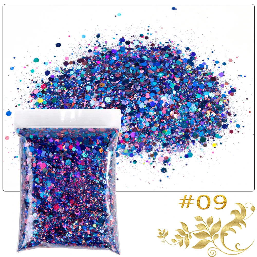 Luminous Nail Glitter Sequins 50g – 12 Colors Holographic Flakes